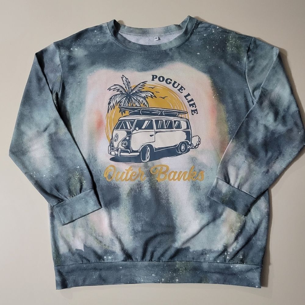 Outer Banks Tie-Dye Graphic Crewneck Long Sleeve Sweatshirt